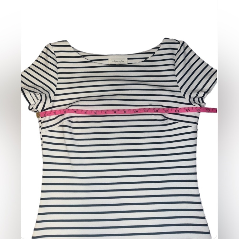 Sugarlips Black and White Striped Mini Dress- extra small - Picture 4 of 5